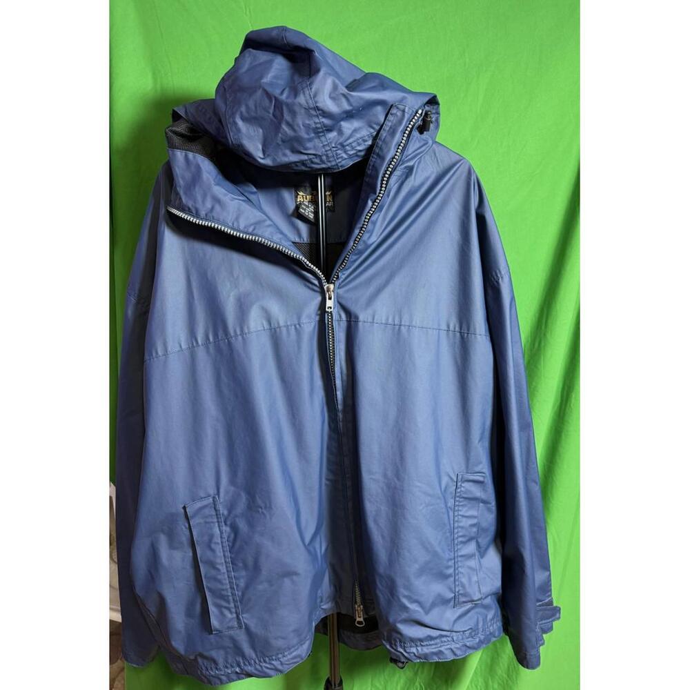 Vintage Auburn Sportswear Heavyweight Hooded Blue Rain Jacket Mens XXL